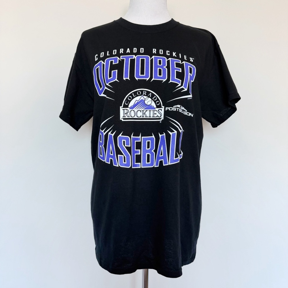 Colorado Rockies 2018 MLB Playoffs T-Shirt Mens Size Medium Black Purple October